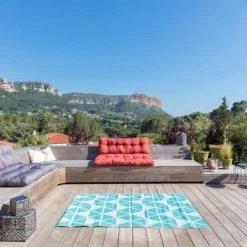 RED DECO Tapis Extérieur Tapis D'extérieur Réversible Bleu 180x90cm -Tapis extérieur Soldes tapis d exterieur reversible bleu 180x90cm 2