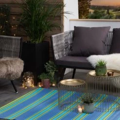 Beliani Tapis Extérieur Tapis En Plastique Bleu 180x120cm -Tapis extérieur Soldes tapis en plastique bleu 180x120cm 38