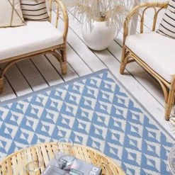 Beliani Tapis Extérieur Tapis En Plastique Bleu 180x120cm -Tapis extérieur Soldes tapis en plastique bleu 180x120cm 8