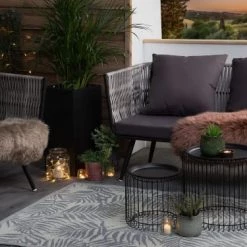 Beliani Tapis Extérieur Tapis En Plastique Gris 180x120cm -Tapis extérieur Soldes tapis en plastique gris 180x120cm 1