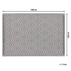 Beliani Tapis Extérieur Tapis En Plastique Gris 180x120cm -Tapis extérieur Soldes tapis en plastique gris 180x120cm 40