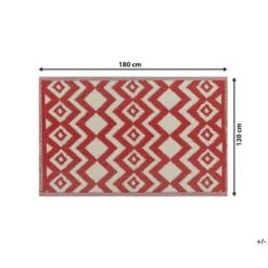 Beliani Tapis Extérieur Tapis En Plastique Rouge 180x120cm -Tapis extérieur Soldes tapis en plastique rouge 180x120cm 2