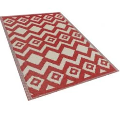 Beliani Tapis Extérieur Tapis En Plastique Rouge 180x120cm -Tapis extérieur Soldes tapis en plastique rouge 180x120cm 3