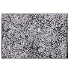 Maisons Du Monde Tapis Extérieur Tapis En Polypropylène Noir Imprimé Feuilles Blanches 180x270, OEKO-TEX®