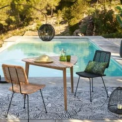 Maisons Du Monde Tapis Extérieur Tapis En Polypropylène Noir Imprimé Feuilles Blanches 180x270, OEKO-TEX® -Tapis extérieur Soldes tapis en polypropylene noir imprime feuilles blanches 180x270 oeko tex 1000 16 11 188529 3