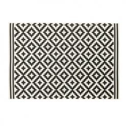 Maisons Du Monde Tapis Extérieur Tapis En Polypropylène Tissé Motifs Graphiques Noirs Et Blancs 120x180