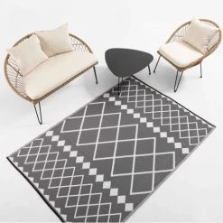 Oviala Tapis Extérieur Et Intérieur Gris à Motifs Gris 160x230 -Tapis extérieur Soldes tapis exterieur et interieur gris a motifs gris 160x230 3