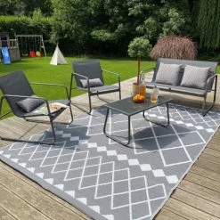 Oviala Tapis Extérieur Et Intérieur Gris à Motifs Gris 180x270 -Tapis extérieur Soldes tapis exterieur et interieur gris a motifs gris 180x270 4