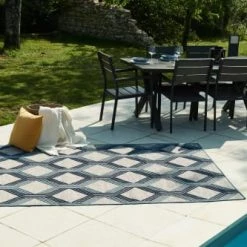 Nazar Tapis Extérieur Motif Géométrique Bleu - 200x290 -Tapis extérieur Soldes tapis exterieur motif geometrique bleu 200x290 3