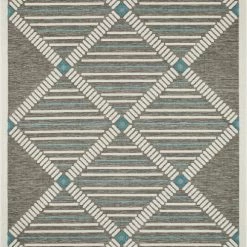 Nazar Tapis Extérieur Motif Losange Anthracite Et Bleu - 160x230