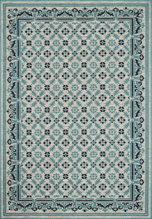 Nazar Tapis Extérieur Motif Ottoman Bleu Et Gris - 120x160 3 Nazar Tapis Extérieur Motif Ottoman Bleu Et Gris - 120x160