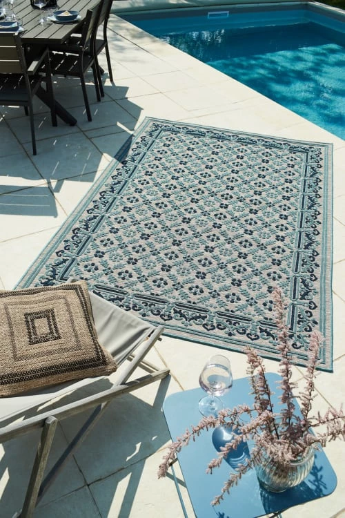 Nazar Tapis Extérieur Motif Ottoman Bleu Et Gris - 120x160 4 Nazar Tapis Extérieur Motif Ottoman Bleu Et Gris - 120x160 – Image 2