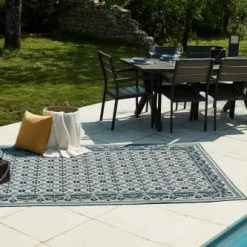 Nazar Tapis Extérieur Motif Ottoman Bleu Et Gris - 200X290 -Tapis extérieur Soldes tapis exterieur motif ottoman bleu et gris 200x290 3