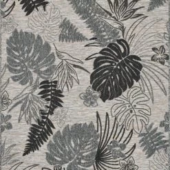 Nazar Tapis Extérieur Motif Tropical Gris Et Anthracite - 200X290