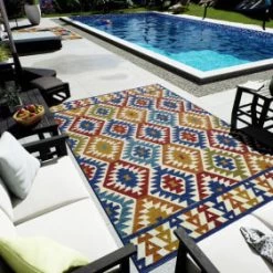 Nazar Tapis Extérieur Multicolore Au Motif Aztèque 120x160 -Tapis extérieur Soldes tapis exterieur multicolore au motif azteque 120x160 2