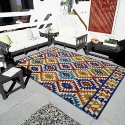 Nazar Tapis Extérieur Multicolore Au Motif Aztèque 200x290 -Tapis extérieur Soldes tapis exterieur multicolore au motif azteque 200x290 4