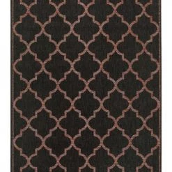 Wecon Home Tapis Extérieur Noir Motif Oriental Corail Pour Entrée, Jardin 200x133
