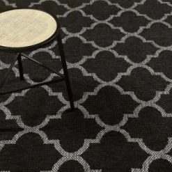 Wecon Home Tapis Extérieur Tapis Exterieur Noir Motif Oriental Gris 170x120 -Tapis extérieur Soldes tapis exterieur noir motif oriental gris 170x120 2