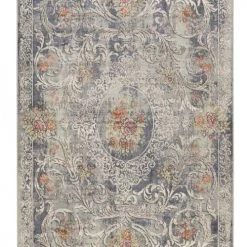 Wecon Home Tapis Extérieur Tapis Exterieur Plat Baroque Vintage Bleu 200x133