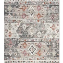 Wecon Home Tapis Extérieur Tapis Exterieur Plat Motif Kilim Vintage Gris 150x80