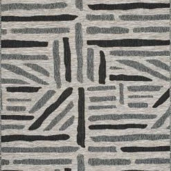 Nazar Tapis Extérieur Rayé Anthracite Et Gris - 120x160