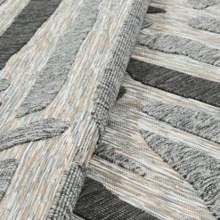 Nazar Tapis Extérieur Rayé Anthracite Et Gris - 160x230 -Tapis extérieur Soldes tapis exterieur raye anthracite et gris 160x230 4