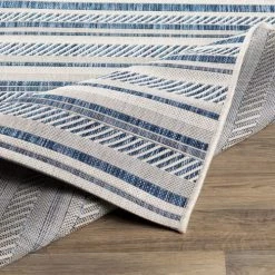 Surya Tapis Extérieur Rayé, Bleu Et Blanc - 130x180cm -Tapis extérieur Soldes tapis exterieur raye bleu et blanc 130x180cm 3