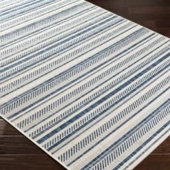 Surya Tapis Extérieur Rayé , Bleu Et Blanc - 160x231cm -Tapis extérieur Soldes tapis exterieur raye bleu et blanc 160x231cm 4