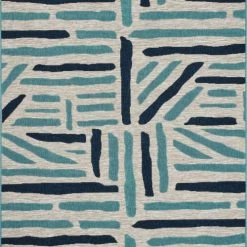 Nazar Tapis Extérieur Rayé Bleu Et Gris - 160x230