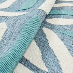 Nazar Tapis Extérieur Rayé Bleu Et Turquoise - 200X290 -Tapis extérieur Soldes tapis exterieur raye bleu et turquoise 200x290 4