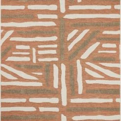 Nazar Tapis Extérieur Rayé Orange Et Gris - 200X290