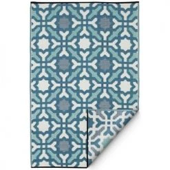 Fabhab Tapis Extérieur Réversible En Plastique Recyclé 150x240 Cm Bleu