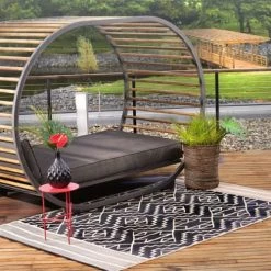 Fabhab Tapis Extérieur Réversible En Plastique Recyclé 150x240 Cm Noir -Tapis extérieur Soldes tapis exterieur reversible en plastique recycle 150x240 cm noir 1