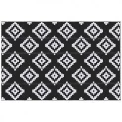 Outsunny Tapis Extérieur Style Graphique Réversible 2 Motifs Noir Blanc