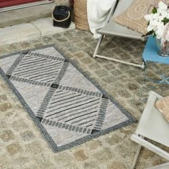 Nazar Tapis Extérieur Tapis Petit Extérieur Motif Losange Anthracite - 70x140 -Tapis extérieur Soldes tapis petit exterieur motif losange anthracite 70x140 3