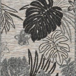 Nazar Tapis Extérieur Tapis Petit Extérieur Motif Tropical Gris - 70x140
