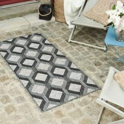 Nazar Tapis Extérieur Tapis Petite Extérieur Motif Géométrique Gris - 70x140 -Tapis extérieur Soldes tapis petite exterieur motif geometrique gris 70x140 3