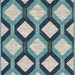 Nazar Tapis Extérieur Tapis Petite Taille Extérieur Motif Géométrique Bleu - 70x140