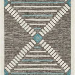 Nazar Tapis Extérieur Tapis Petite Taille Extérieur Motif Losange Anthracite - 70x140