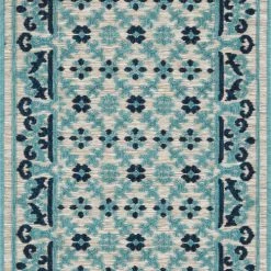 Nazar Tapis Extérieur Tapis Petite Taille Extérieur Motif Ottoman Bleu Et Gris - 70x140