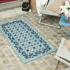 Nazar Tapis Extérieur Tapis Petite Taille Extérieur Motif Ottoman Bleu Et Gris - 70x140 -Tapis extérieur Soldes tapis petite taille exterieur motif ottoman bleu et gris 70x140 3