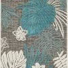 Nazar Tapis Extérieur Tapis Petite Taille Extérieur Motif Tropical Gris Et Bleu - 70x140 -Tapis extérieur Soldes tapis petite taille exterieur motif tropical gris et bleu 70x140 1