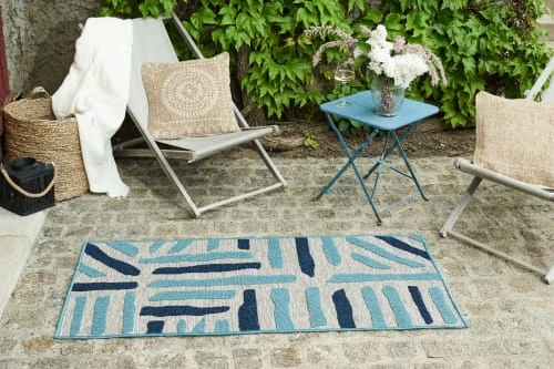 Nazar Tapis Extérieur Tapis Petite Taille Extérieur Rayé Bleu Et Gris - 70x140 4 Nazar Tapis Extérieur Tapis Petite Taille Extérieur Rayé Bleu Et Gris - 70x140 – Image 2
