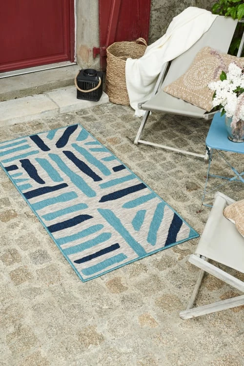 Nazar Tapis Extérieur Tapis Petite Taille Extérieur Rayé Bleu Et Gris - 70x140 5 Nazar Tapis Extérieur Tapis Petite Taille Extérieur Rayé Bleu Et Gris - 70x140 – Image 3