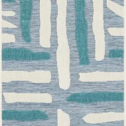 Nazar Tapis Extérieur Tapis Petite Taille Extérieur Rayé Bleu Et Turquoise - 70x140