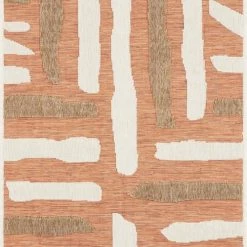 Nazar Tapis Extérieur Tapis Petite Taille Extérieur Rayé Orange Et Gris - 70x140