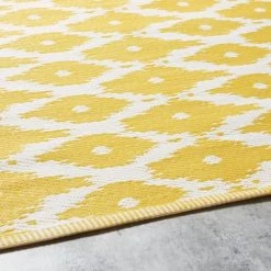 Tapis extérieur Soldes -Tapis extérieur Soldes tapis reversible en polypropylene jaune motifs graphiques blancs 150x200 oeko tex 1000 2 5 188974 3