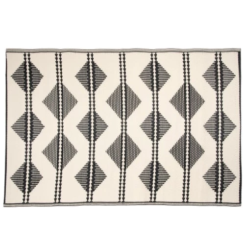 Maisons Du Monde Tapis Extérieur Tapis Réversible En Polypropylène Motifs Triangles écrus Et Noirs 120x180, OEKO-TEX® 3 Maisons Du Monde Tapis Extérieur Tapis Réversible En Polypropylène Motifs Triangles écrus Et Noirs 120x180, OEKO-TEX®