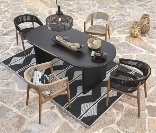 Maisons Du Monde Tapis Extérieur Tapis Réversible En Polypropylène Motifs Triangles écrus Et Noirs 180x270 6 Maisons Du Monde Tapis Extérieur Tapis Réversible En Polypropylène Motifs Triangles écrus Et Noirs 180x270 – Image 4