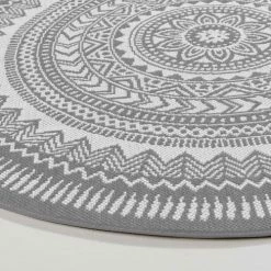 Oviala Tapis Extérieur Tapis Rond Polypropylène Gris 160cm -Tapis extérieur Soldes tapis rond polypropylene gris 160cm 3